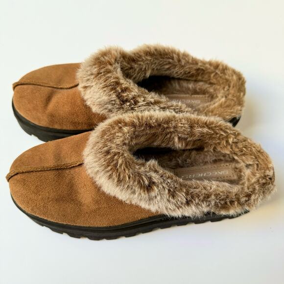 Skechers Brown Black Fuzzy inside Fortress Clog Slipper Shoes Women's 8 - Picture 4 of 11